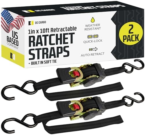 Dc Cargo Mall 110RRSSHST-2 Retractable Ratchet Straps 2-Pack
