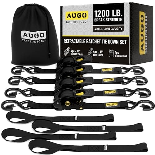 AUGO 4-Pack Retractable Ratchet Straps Set