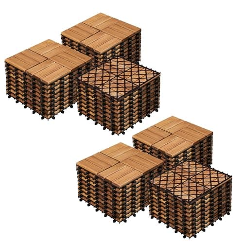 Yaheetech 54pcs Acacia Wood Interlocking Deck Tiles