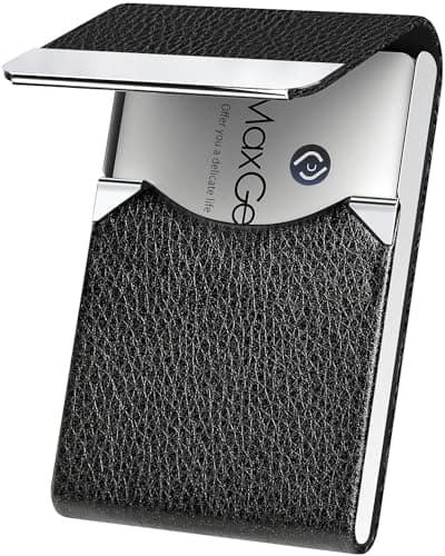 MaxGear Black Leather Business Card Holder