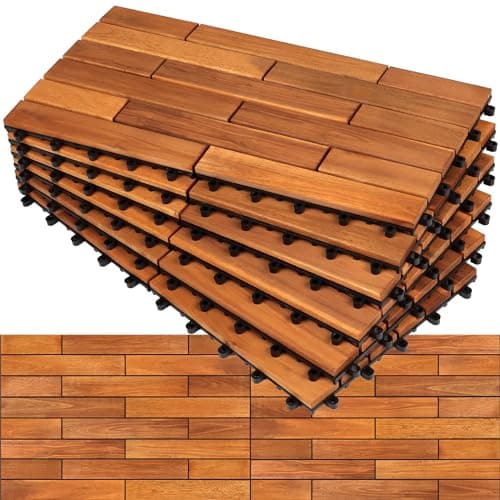 HOUSE84VN Acacia Wood Interlocking Deck Tiles 6-Pack