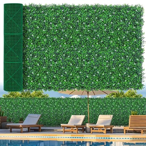 Grooy 60'x120' Artificial Boxwood Roll with Flowers